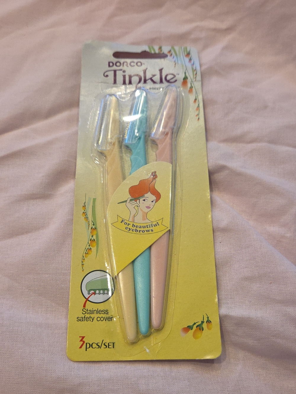Eyebrow Razors Set - Pastel Pink, Blue, Cream - 3 Pack
